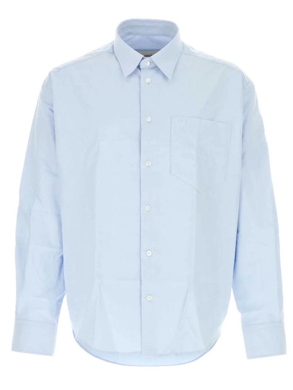 Ami Paris Ami de Coeur Logo Embossed Boxy Shirt Blue Men’s Small